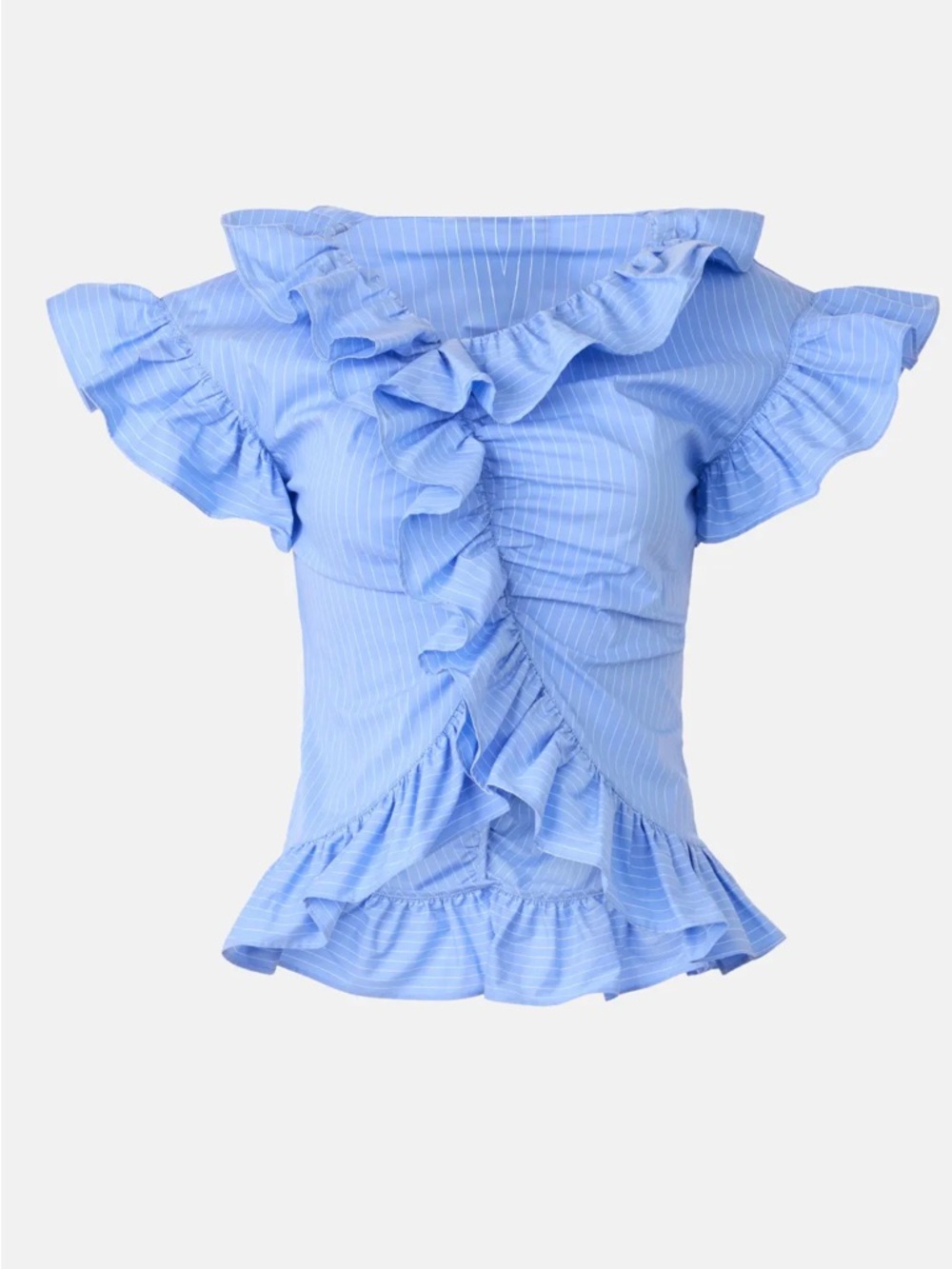 Aknvas Light Blue Ruffle Peplum Blouse - Picture 12 of 12